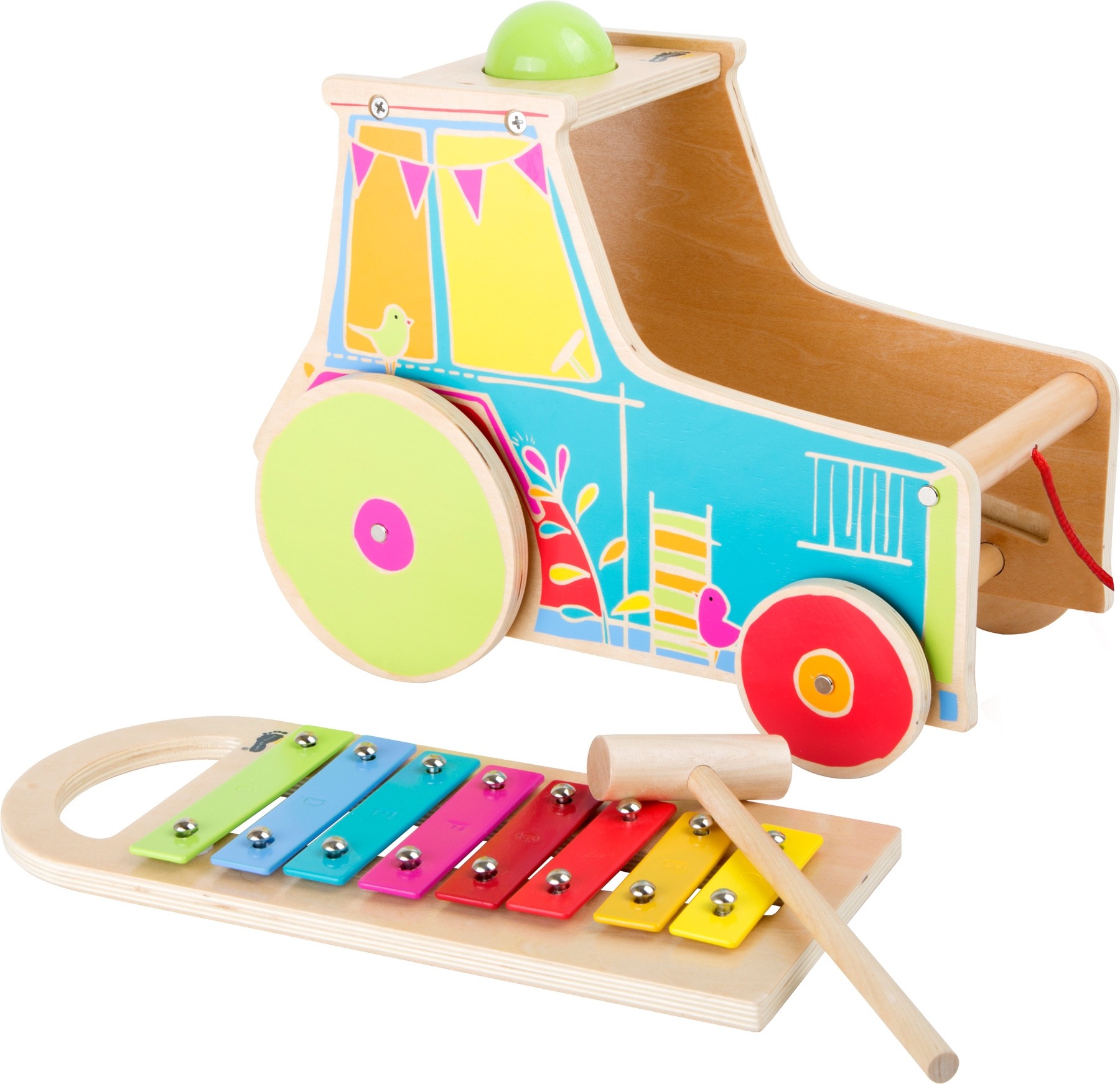 The guests pale Thaw, thaw, frost thaw Tractor de jucarie cu xilofon pentru copii +18 luni | Jocuri interactive  din lemn - Marque.ro