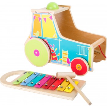 Tractor de jucarie cu xilofon pentru copii +18 luni