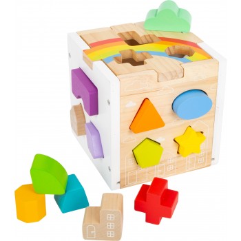 Cub din lemn cu activitati cu forme pentru copii +12 luni