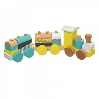 Trenulet din lemn colorat cu forme diferite pentru copii
