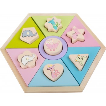 Puzzle cu animale de la circ din figuri geometrice pentru copii +24 luni