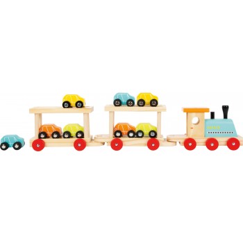 Tren de jucarie din lemn cu vagoane pentru copii +18 luni