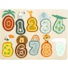 Puzzle din lemn cu numere si animale Safari pentru copii +12 luni